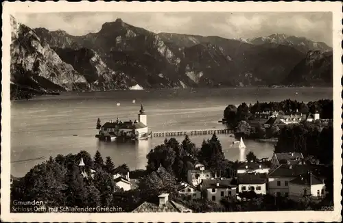 Ak Gmunden in Oberösterreich, Schloss Orth mit Schlafender Griechin