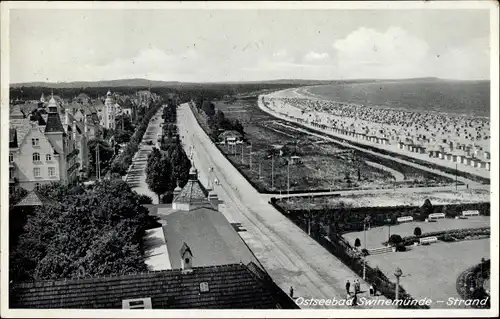 Ak Świnoujście Swinemünde Pommern, Strand, Promenade, Hotels