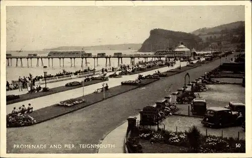 Ak Teignmouth Devon England, Promenade and Pier