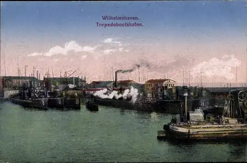 Ak Wilhelmshaven in Niedersachsen, Torpedobootshafen