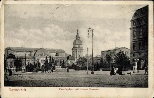 Ak Darmstadt in Hessen, Paradeplatz mit neuem Museum