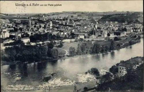 Ak Werden Essen im Ruhrgebiet, Ort von der Platte gesehen