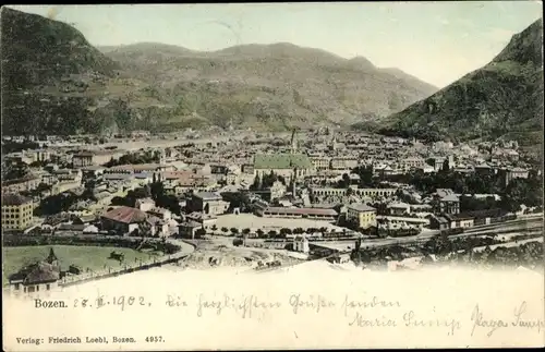 Ak Bozen Bolzano Südtirol, Panorama vom Ort