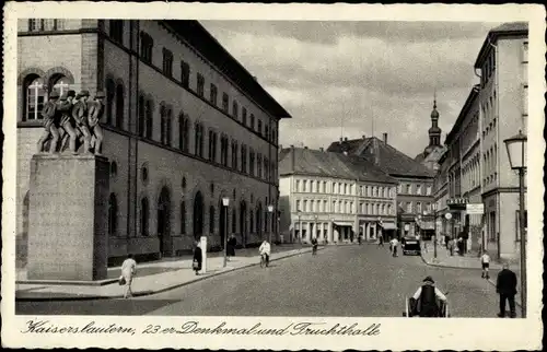 Ak Kaiserslautern in der Pfalz, Denkmal und Fruchthalle