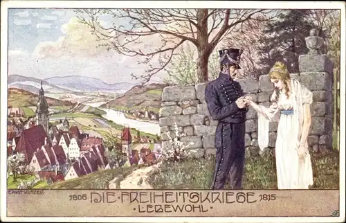Künstler Ak Kutzer, E., Die Freiheitskriege 1815, Lebewohl, Abschied