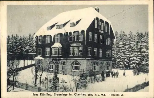 Ak Braunlage im Oberharz, Haus Dümling, Winteransicht