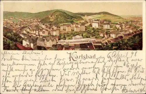 Litho Karlovy Vary Karlsbad Stadt, Gesamtansicht