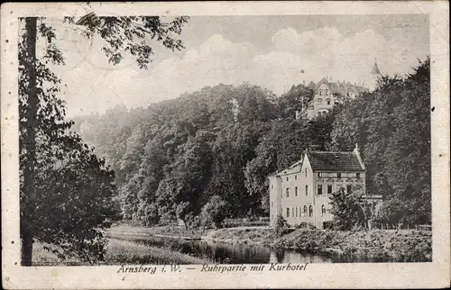 Ak Arnsberg im Sauerland Westfalen, Ruhrpartie mit Kurhotel