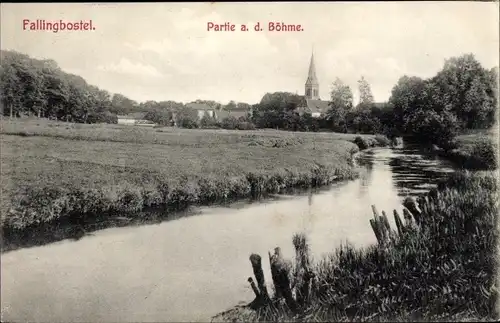 Ak Bad Fallingbostel im Heidekreis, Partie an der Böhme, Kirche