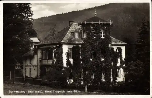 Ak Schwarzburg in Thüringen, Hotel Trippstein vom Süden