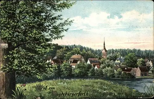 Ak Magdeburgerforth Möckern im Jerichower Land, Blick auf den Ort