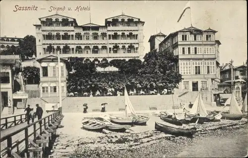 Ak Sassnitz auf Rügen, Strand und Hotels