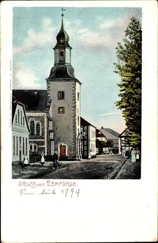 Ak Lemförde in Niedersachsen, Kirche, Straßenpartie