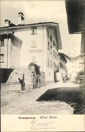 Ak Vicosoprano Kanton Graubünden, Hotel Zur Krone