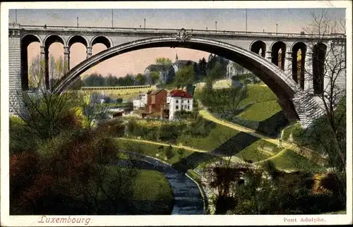 Ak Luxemburg Luxembourg, Pont Adolphe, Adolphbrücke