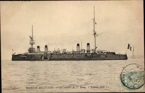 Ak Französisches Kriegsschiff, Le croiseur de 1. Rang Amiral Aube