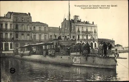 Ak Französisches Kriegsschiff, Torpilleur de haute mer au Quai Commandant Samary
