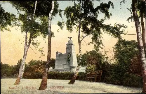 Ak Arnhem Gelderland Niederlande, Karel v. d. Heijden, Denkmal