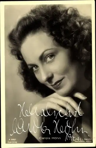 Ak Schauspielerin Carola Höhn, Portrait, Ross 3295/1