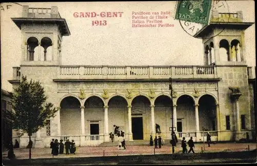Ak Gand Gent Ostflandern, Exposition, Pavilloen van Italie, 1913