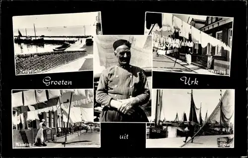 Ak Urk Flevoland Niederlande, Zeegezicht, Wasdag, Haven