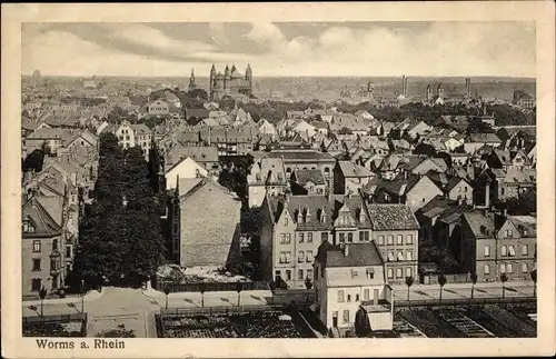 Ak Worms am Rhein, Gesamtansicht der Stadt mit Blick zum Dom