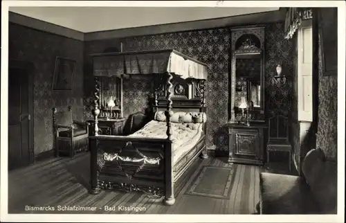 Ak Bad Kissingen Unterfranken Bayern, Bismarcks Schlafzimmer, Bett, Nachttisch