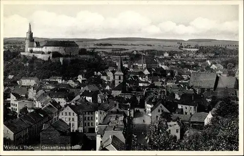 Ak Weida in Thüringen, Totalansicht, Schloss