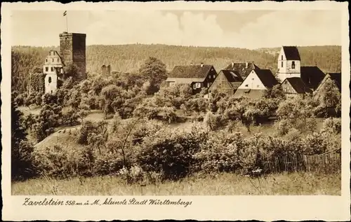Ak Zavelstein im Schwarzwald Württemberg, Panorama, Kleinste Stadt Württembergs