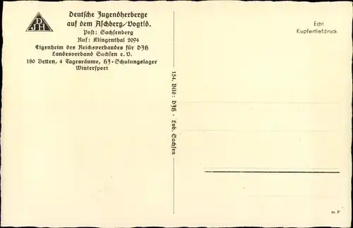 Ak Klingenthal im Vogtland Sachsen, Innenansicht, Jugendherberge, DJH auf dem Aschberg