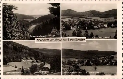 Ak Erlbach im Vogtland, Landesgemeindetal, Musikwinkel Erlbach, Hoher Stein, Gaststätte Wettintal