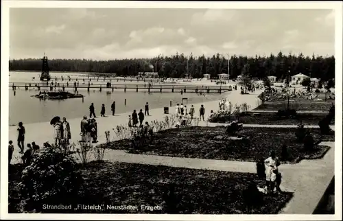 Ak Neustädtel Schneeberg im Erzgebirge, Strandbad Filzteich