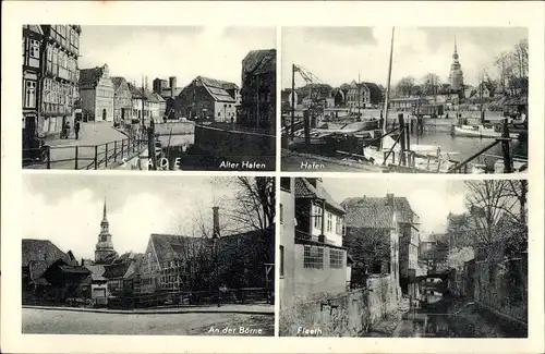 Ak Stade Elbe, alter Hafen, Börne Partie, Fleeth