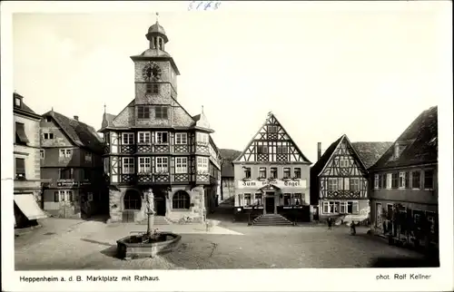 Ak Heppenheim an der Bergstraße, Marktplatz, Rathaus