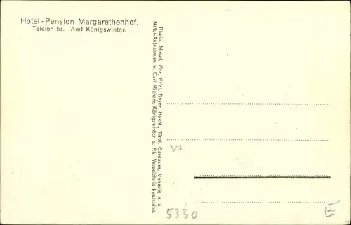 Ak Königswinter am Rhein, Hotel-Pension Margarethenhof, Außenansicht