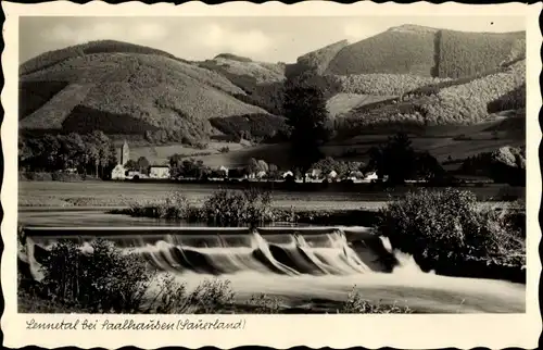 Ak Saalhausen Lennestadt im Sauerland, Lennetal, Panorama, Wehr