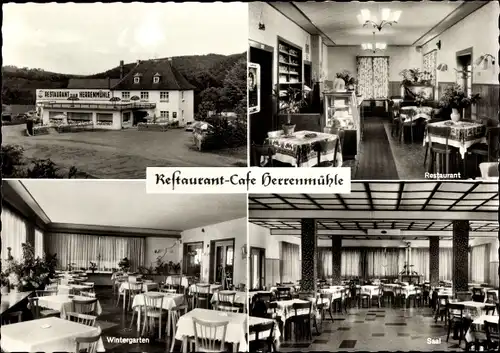 Ak Kransberg Usingen im Taunus Hessen, Restaurant-Cafe Herrenmühle, Saal, Wintergarten