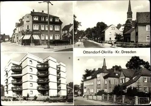 Ak Ottendorf Okrilla Sachsen, Mühlstraße, Zwölfeckhaus, Rat der Gemeinde, Radeberger Straße