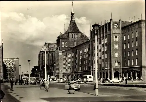 Ak Hansestadt Rostock, Marienkirche, Lange Straße