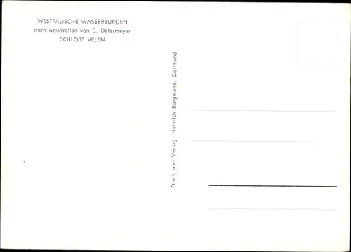 Künstler Ak Determeyer, C., Velen im Münsterland Westfalen, Schloss, Wasserburg