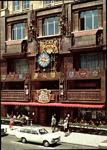 Ak Köln am Rhein, Alt-Kölner-Glockenspiel, Fassade, Auto