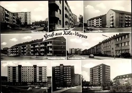 Ak Nippes Köln am Rhein, Neubausiedlung, Hochhaus, Schiefersburger Weg, Ravensburger Straße