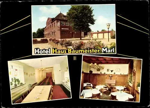 Ak Marl im Ruhrgebiet, Hotel Haus Baumeister, Innenansicht, Kegelbahn