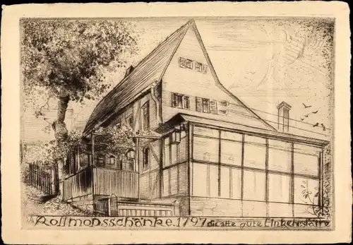 Künstler Ak Freital in Sachsen, Rollmopsschänke, alte Einkehrstätte