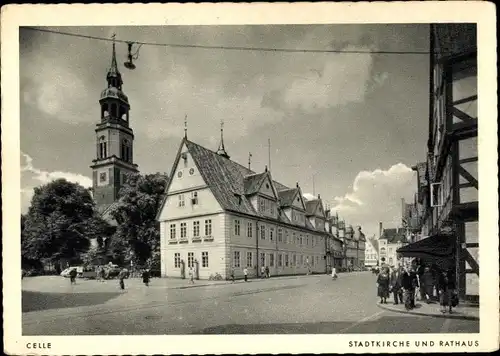 Ak Celle in Niedersachsen, Stadtkirche und Rathaus