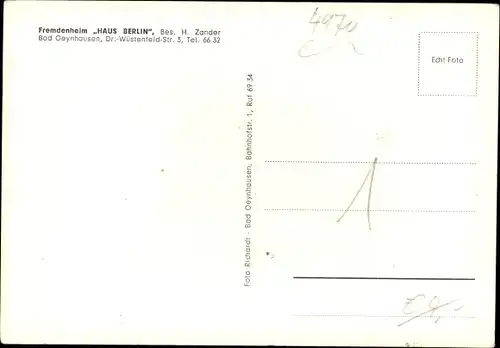 Ak Bad Oeynhausen in Westfalen, Haus Berlin Fremdenheim, Dr. Wüstenfeld Str. 3