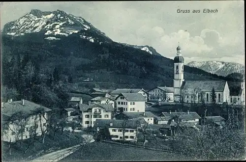 Ak Elbach Fischbachau in Oberbayern, Kirche, Panorama