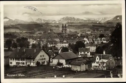 Ak Kempten im Allgäu Schwaben, Panorama, Kirche, Berge