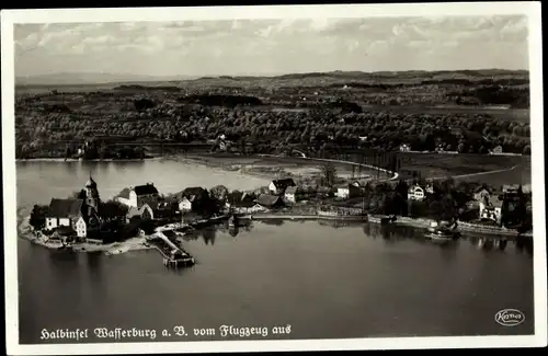 Ak Wasserburg am Bodensee Schwaben, Halbinsel, Luftaufnahme, Panorama