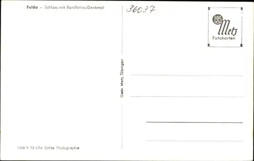 Ak Fulda in Hessen, Schloss mit Bonifatius-Denkmal